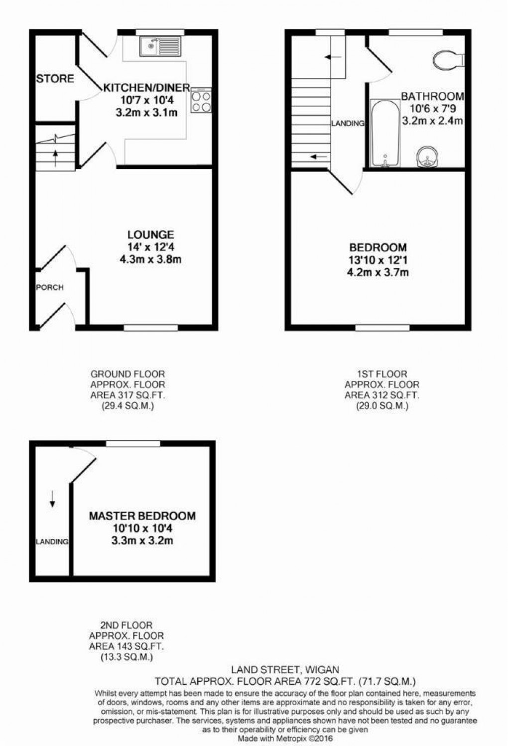 Floorplan for Land Street, Springfield, Wigan, WN6 7DH