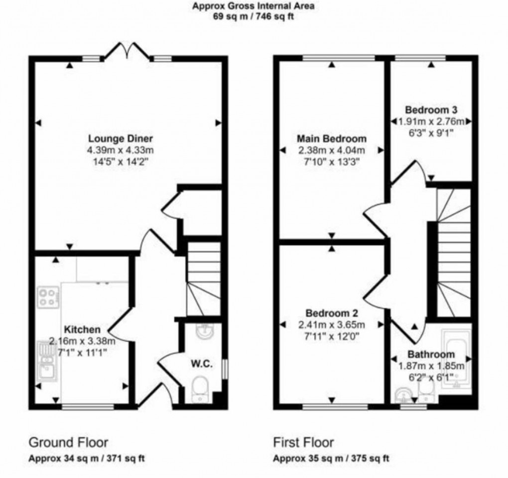 Floorplan for Bakersfield, Aspull, Wigan, WN2 1BU